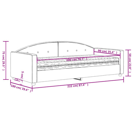 daybed med madras 90x200 cm velour sort