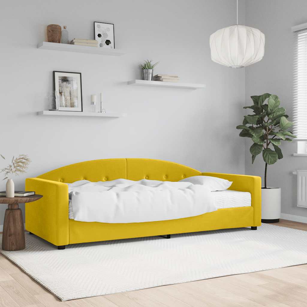 daybed med madras 90x200 cm velour gul billede