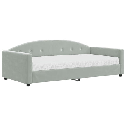 daybed med madras 100x200 cm velour lysegrå