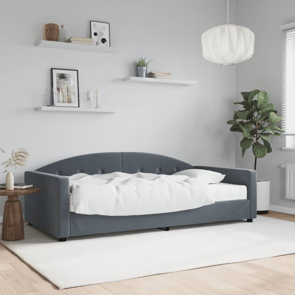 daybed med madras 100x200 cm velour mørkegrå