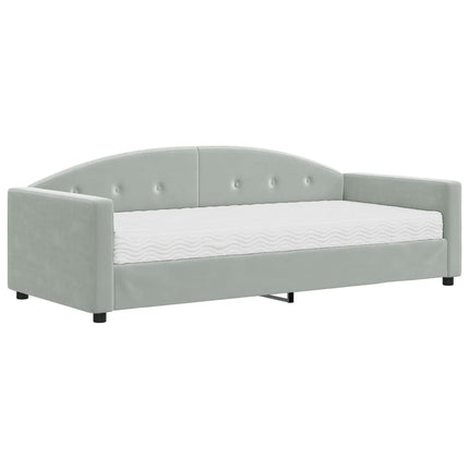 daybed med madras 90x190 cm velour lysegrå