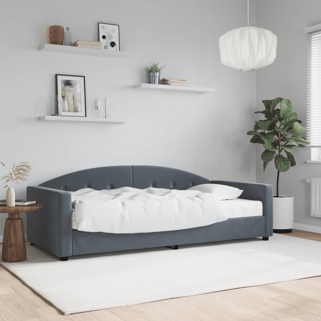 daybed med madras 90x190 cm velour mørkegrå billede