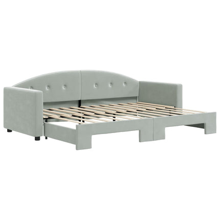 daybed med udtræk 80x200 cm velour lysegrå