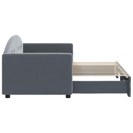 daybed med udtræk 80x200 cm velour mørkegrå