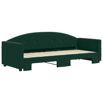 daybed med udtræk 80x200 cm velour mørkegrøn