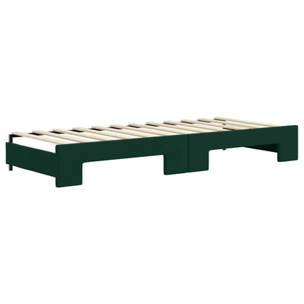 daybed med udtræk 80x200 cm velour mørkegrøn