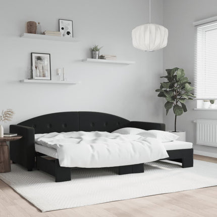 daybed med udtræk 80x200 cm velour sort