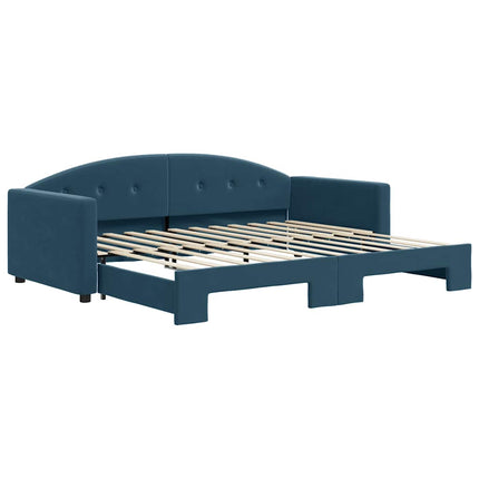 daybed med udtræk 90x200 cm velour blå
