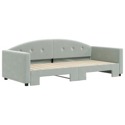 daybed med udtræk 90x200 cm velour lysegrå