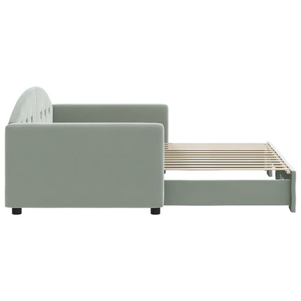 daybed med udtræk 90x200 cm velour lysegrå