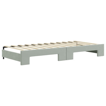 daybed med udtræk 90x200 cm velour lysegrå