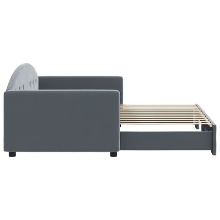daybed med udtræk 90x200 cm velour mørkegrå
