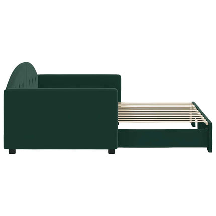 daybed med udtræk 90x200 cm velour mørkegrøn