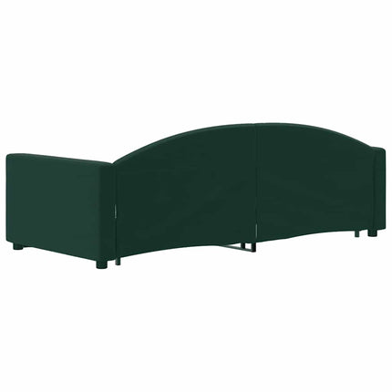 daybed med udtræk 90x200 cm velour mørkegrøn