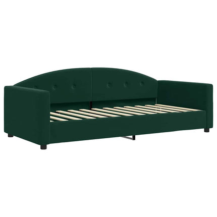 daybed med udtræk 90x200 cm velour mørkegrøn