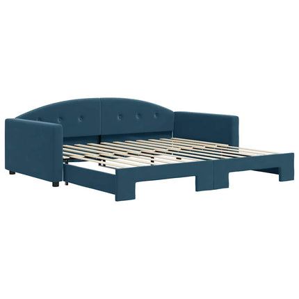 daybed med udtræk 100x200 cm velour blå
