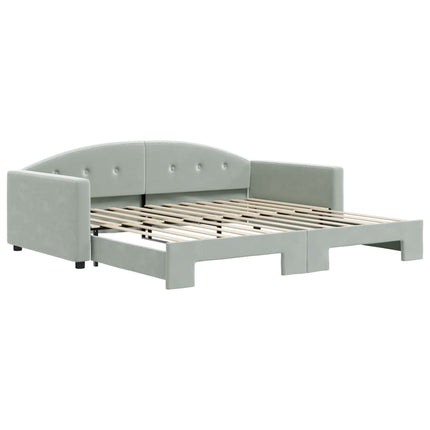 daybed med udtræk 100x200 cm velour lysegrå
