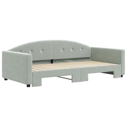 daybed med udtræk 100x200 cm velour lysegrå