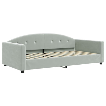 daybed med udtræk 100x200 cm velour lysegrå