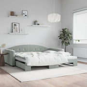 daybed med udtræk 100x200 cm velour lysegrå