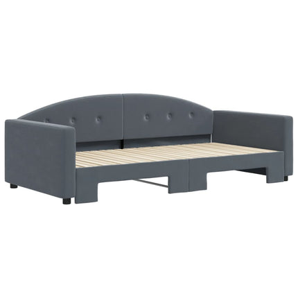 daybed med udtræk 100x200 cm velour mørkegrå