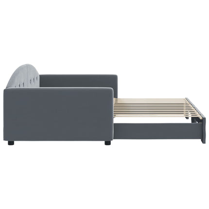 daybed med udtræk 100x200 cm velour mørkegrå