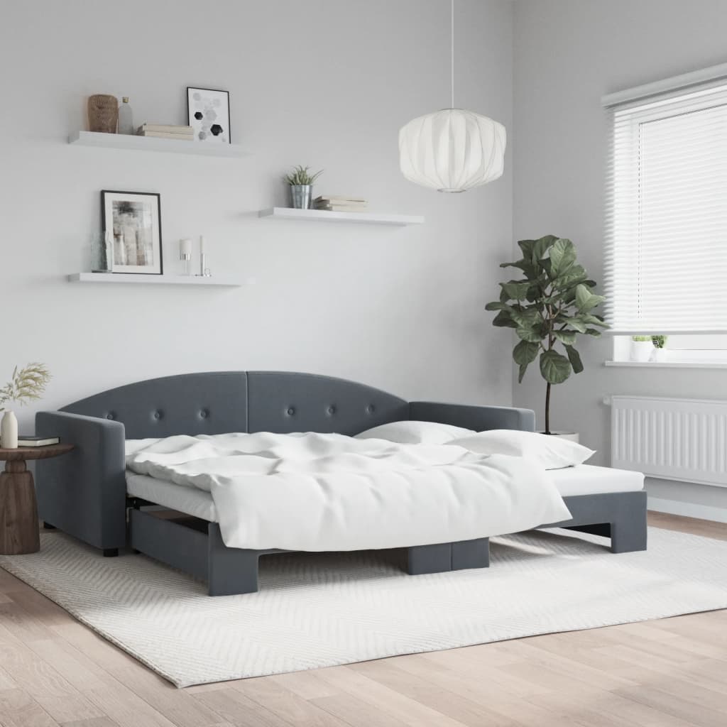 daybed med udtræk 100x200 cm velour mørkegrå