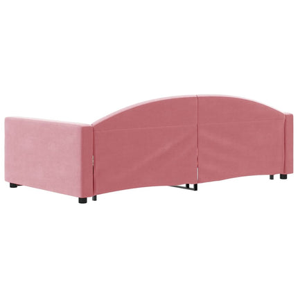 daybed med udtræk 100x200 cm velour lyserød