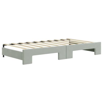 daybed med udtræk 90x190 cm velour lysegrå