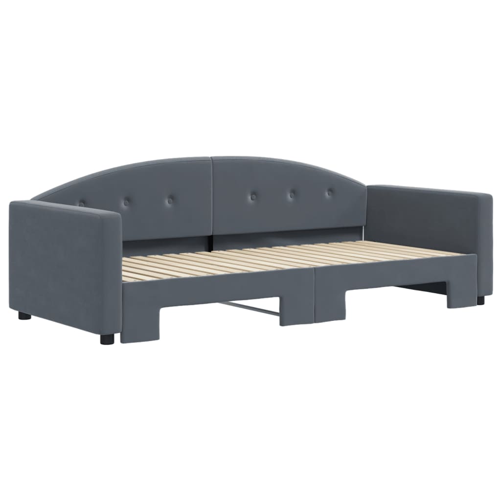 daybed med udtræk 90x190 cm velour mørkegrå