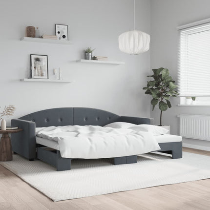 daybed med udtræk 90x190 cm velour mørkegrå