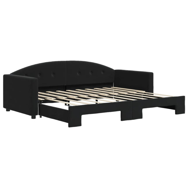 daybed med udtræk 90x190 cm velour sort