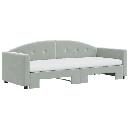 daybed med udtræk og madras 80x200 cm velour lysegrå
