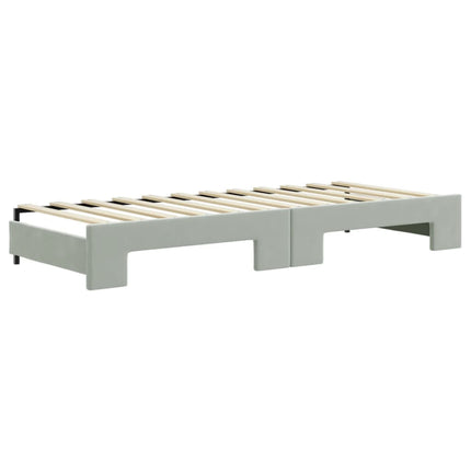 daybed med udtræk og madras 80x200 cm velour lysegrå