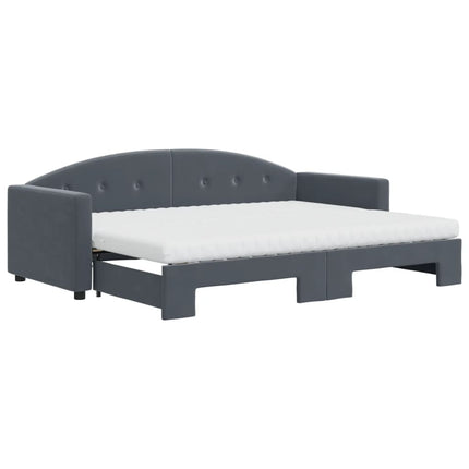 daybed med udtræk og madras 80x200 cm velour mørkegrå