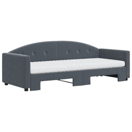 daybed med udtræk og madras 80x200 cm velour mørkegrå