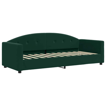 daybed med udtræk og madras 80x200 cm velour mørkegrøn