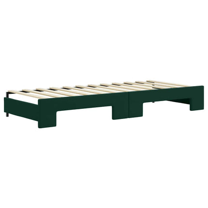 daybed med udtræk og madras 80x200 cm velour mørkegrøn