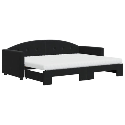 daybed med udtræk og madras 80x200 cm velour sort