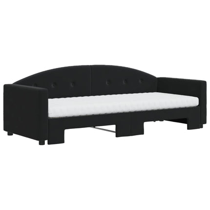 daybed med udtræk og madras 80x200 cm velour sort