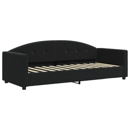 daybed med udtræk og madras 80x200 cm velour sort