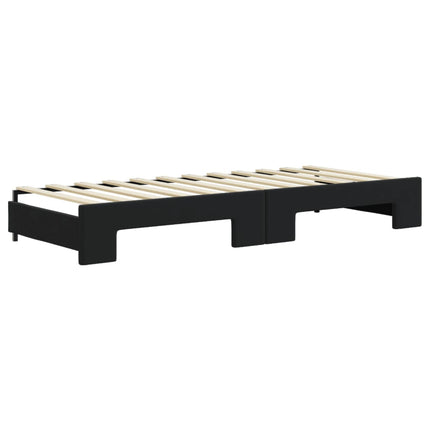 daybed med udtræk og madras 80x200 cm velour sort