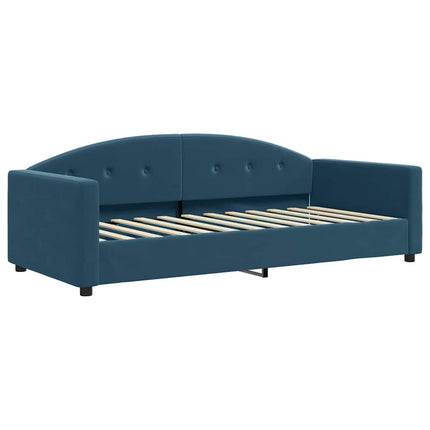 daybed med udtræk og madras 90x200 cm velour blå