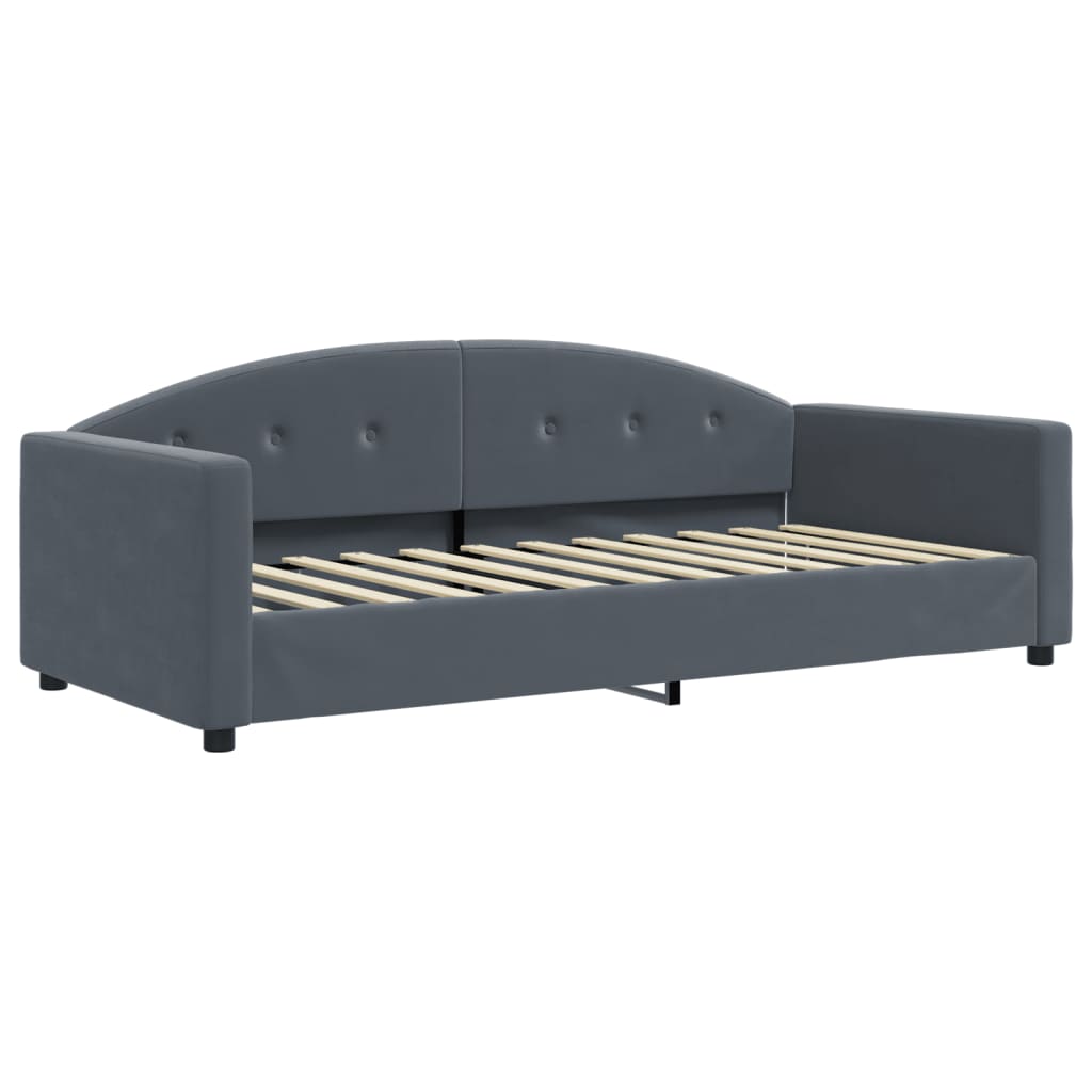 daybed med udtræk og madras 90x200 cm velour mørkegrå