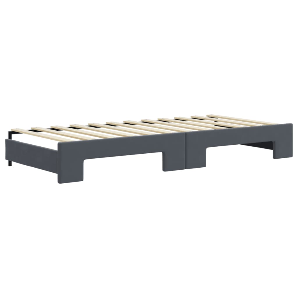 daybed med udtræk og madras 90x200 cm velour mørkegrå