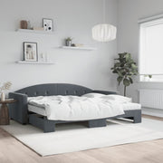daybed med udtræk og madras 90x200 cm velour mørkegrå