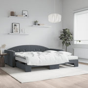 daybed med udtræk og madras 100x200 cm velour mørkegrå
