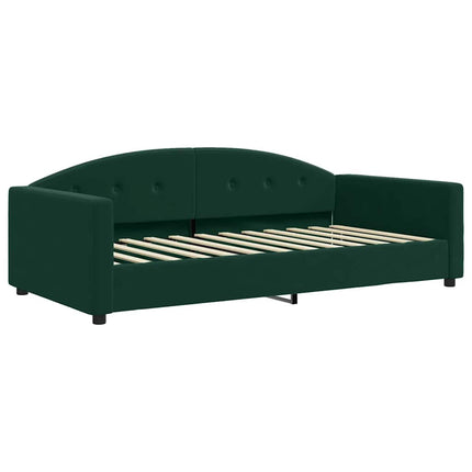 daybed med udtræk og madras 100x200 cm velour mørkegrøn