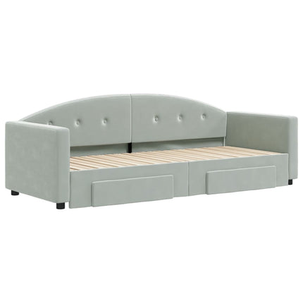 daybed med udtræk og skuffer 80x200 cm velour lysegrå