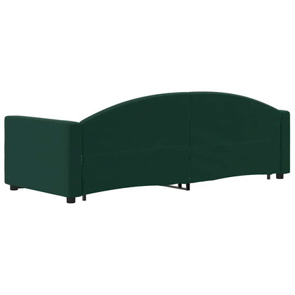 daybed med udtræk og skuffer 80x200 cm velour mørkegrøn